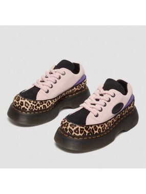 Dr Martens | Buzz 5-eye Leopard Print Suede Shoes Size 9 Lace Up Pink